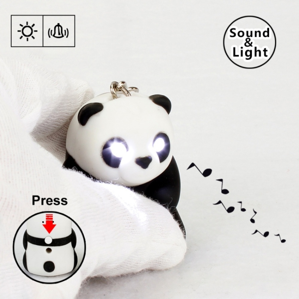 Panda Style Key Chain with Light & Sound Effects(Black) - Image 3