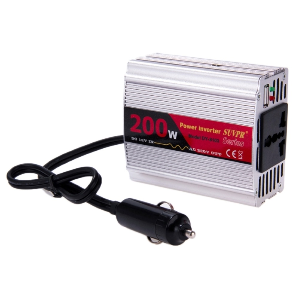 SUVPR DY-8103 200W DC 12V to AC Car Power Inverter with 500mA USB Port & Universal Power Socket - Image 2