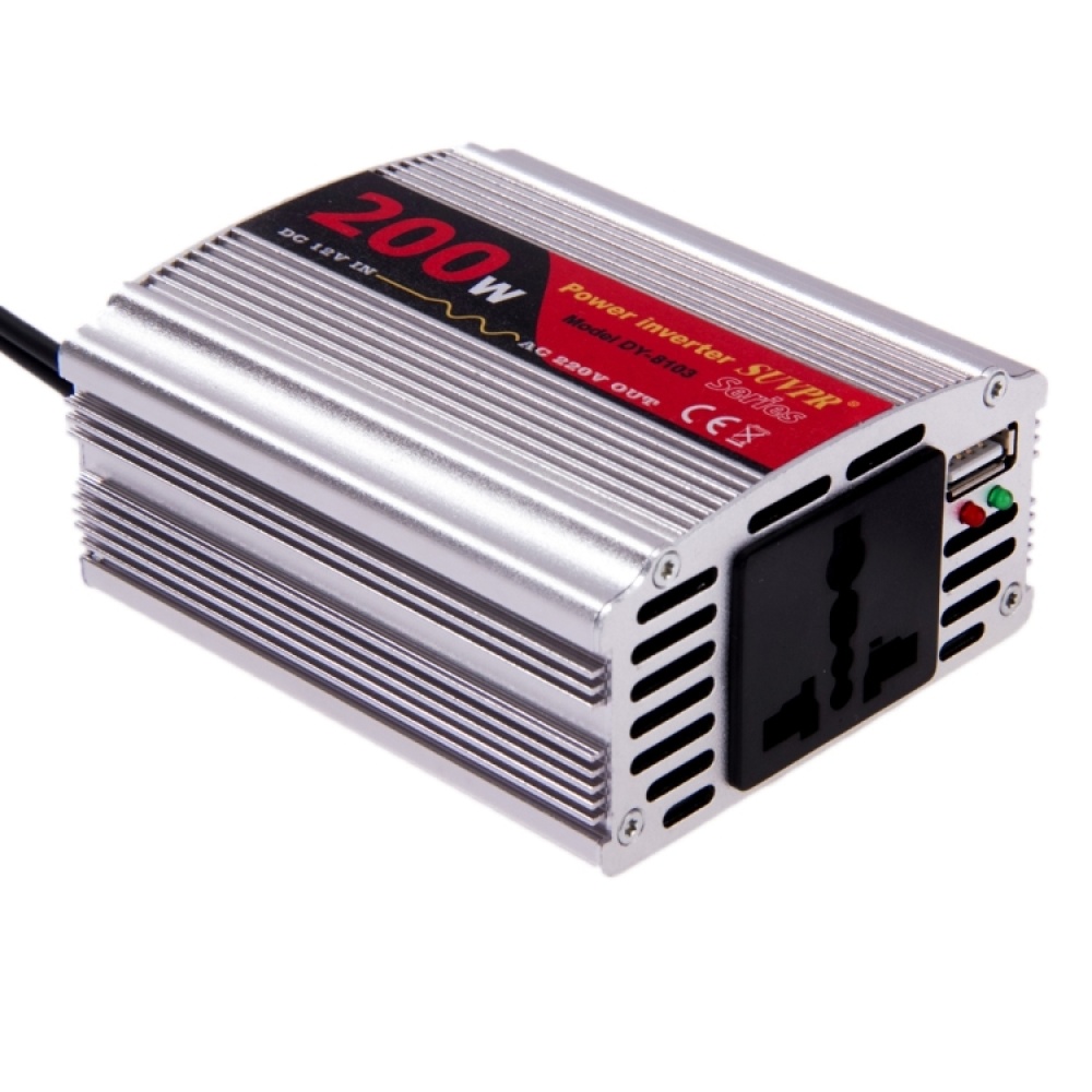 SUVPR DY-8103 200W DC 12V to AC Car Power Inverter with 500mA USB Port & Universal Power Socket - Image 3