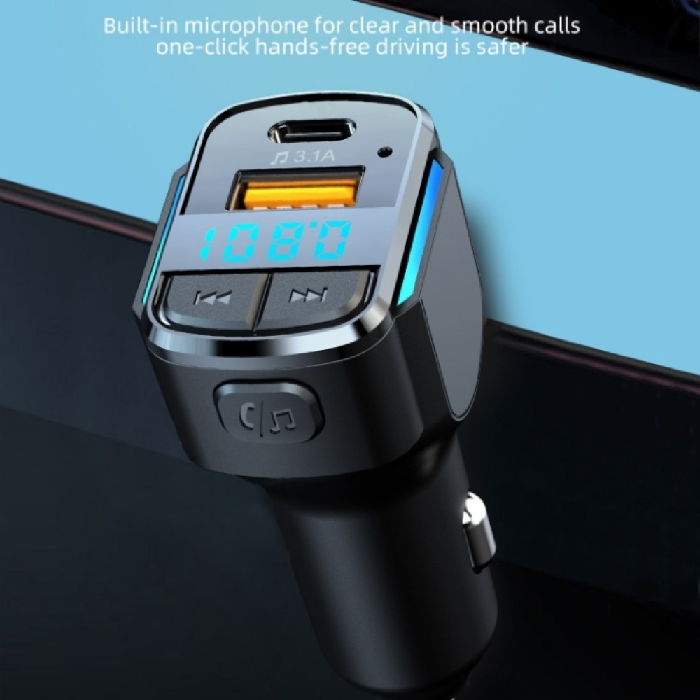 C34 Car Bluetooth 5.0 Charger FM Transmitter Cigarette lighter MP3 Music Player - Image 2