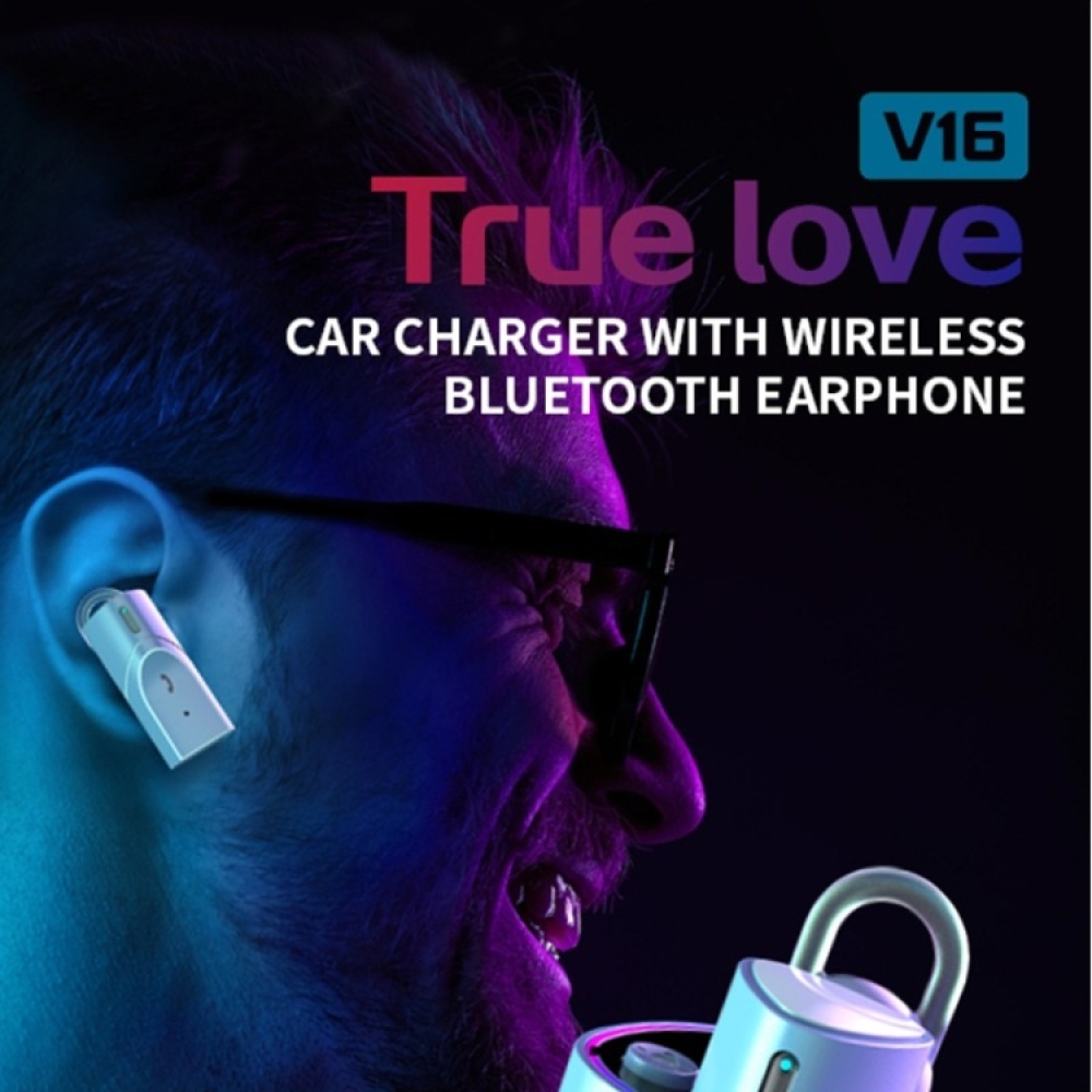 V16 Car Free Hands Bluetooth With USB Fast Charger Adapter Wireless Bluetooth Headset - Image 3