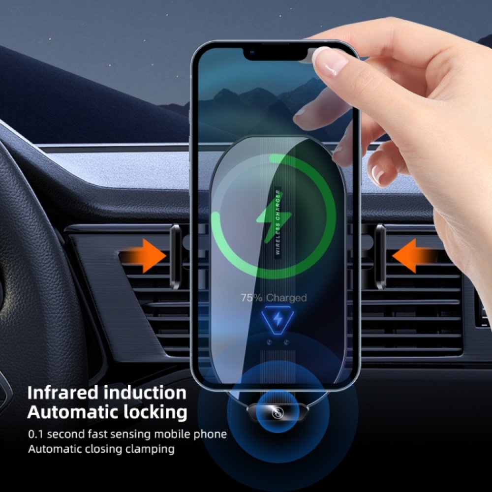 A9 Car 15W Fast Charging Magnetic Auto Sensitive QI Wireless Charger - Image 2