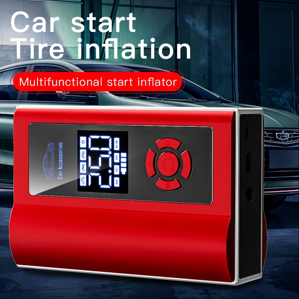 Ai8 Portable Multifunctional LCD Screen Emergency Power Supply 12V Car Start Air Pump(Red) - Image 2