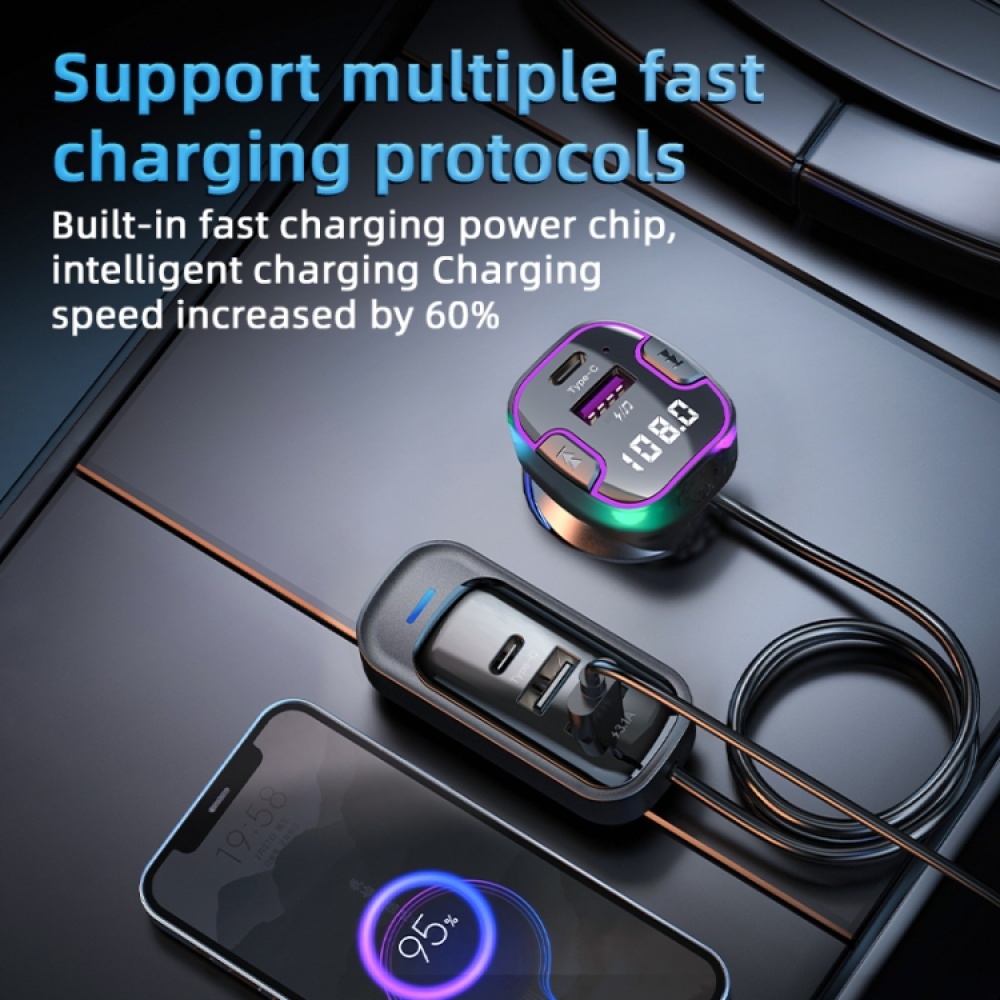 CS6 Portable Rear Seat Extended Car Charger Multi-Port Fast Charger - Image 3