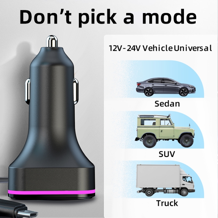 CS3 With 3 Charging Cables 66W Car Charger MP3 Player Bluetooth FM Transmitter - Image 3