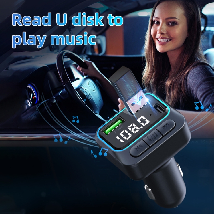 C40 Type-C + Dual USB QC3.0 Car Charger Bluetooth Hands-free Call Adapter Car MP3 Music Player - Image 3