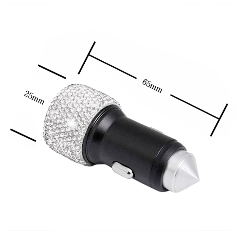 Diamond Car Dual USB Charge Mobile Phone Safety Hammer Charger(AB illusion) - Image 2