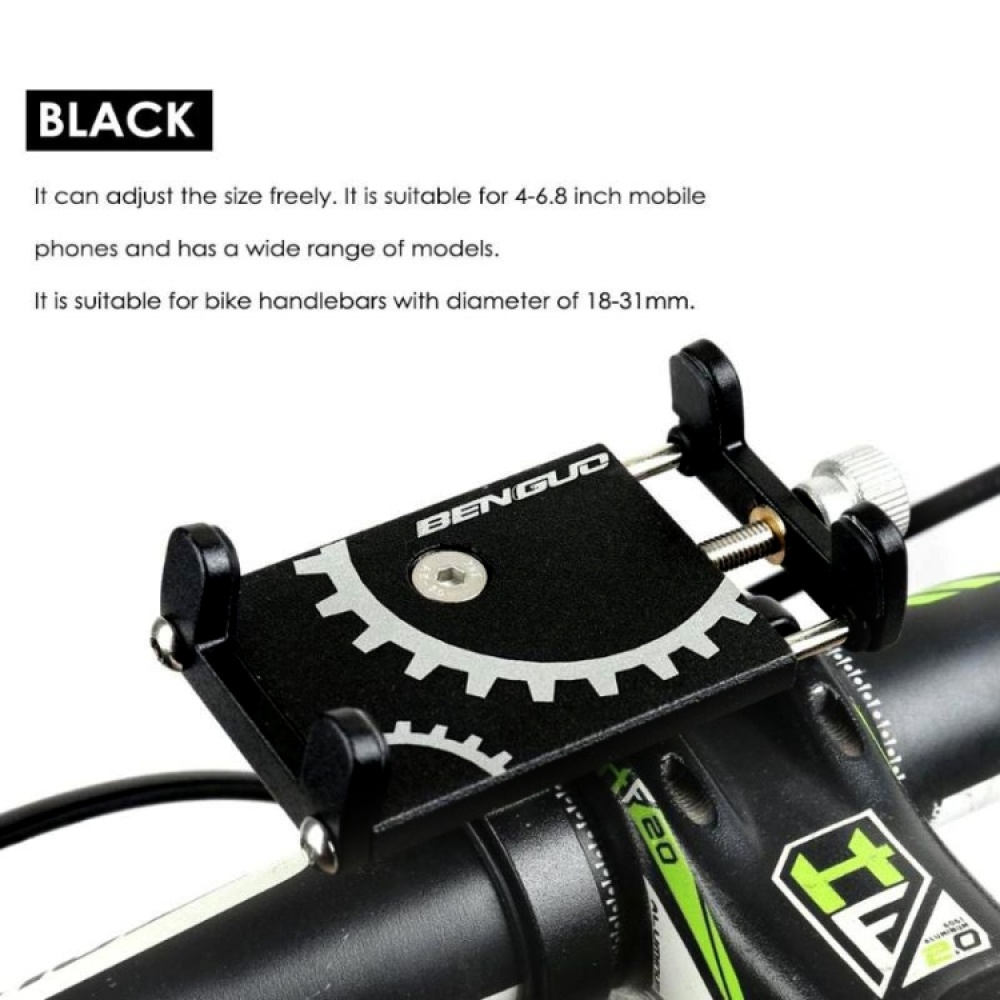 Battery Electric Vehicle Motorcycle Bicycle Riding Navigation Aluminum Alloy Mobile Phone Bracket(Black) - Image 2