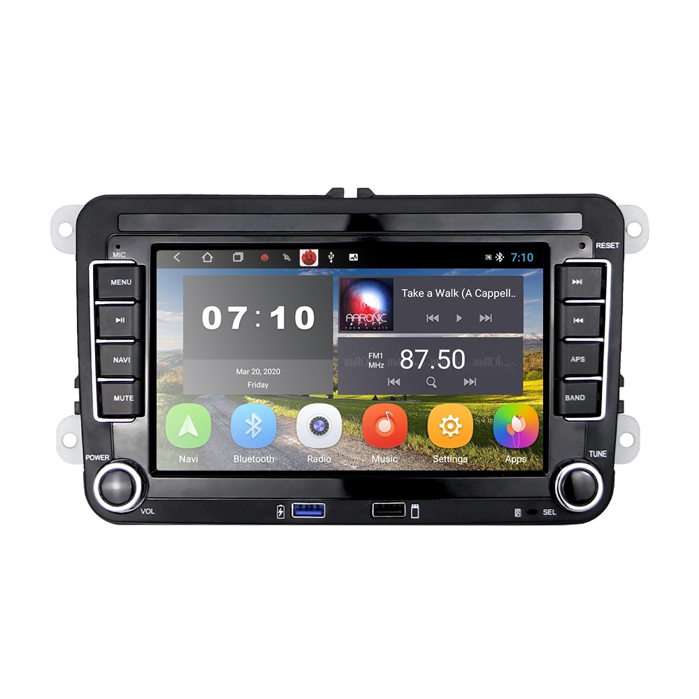 For Volkswagen Q3300KT 7-inch 2+32G Car Multimedia Player Navigation Bluetooth Reversing Integrated Machine Android 10.0, Style:Standard+12Lights Camera - Image 2