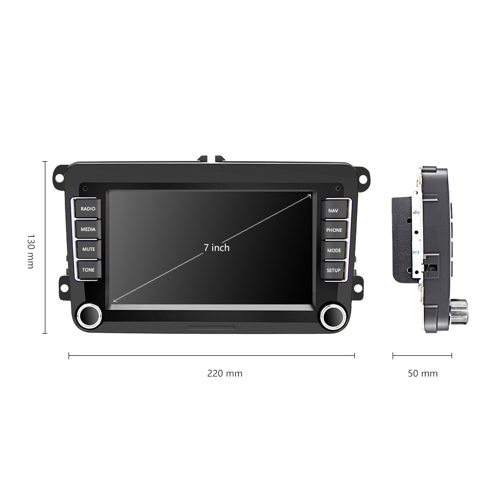 A3040 For Volkswagen 7-inch 2+32G Android Car Navigation Central Control Large Screen Player With Wireless CarPlay, Style:Standard+12Lights Camera - Image 2