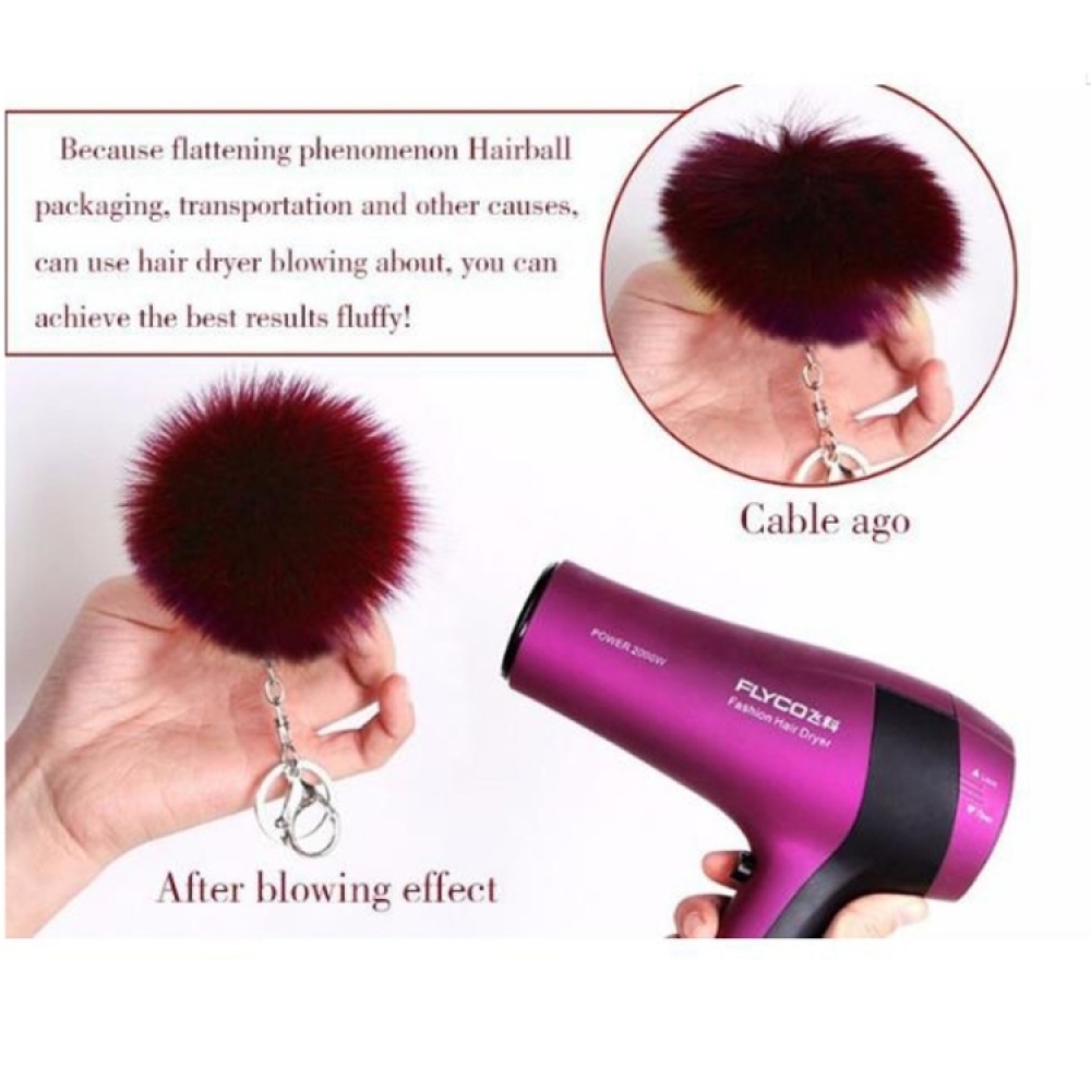 Simple Key Chain Fur Ball Pompon Keychain Pompom Artificial Rabbit Fur Animal Keychains for Woman Car Bag Key Rings(light purple) - Image 2