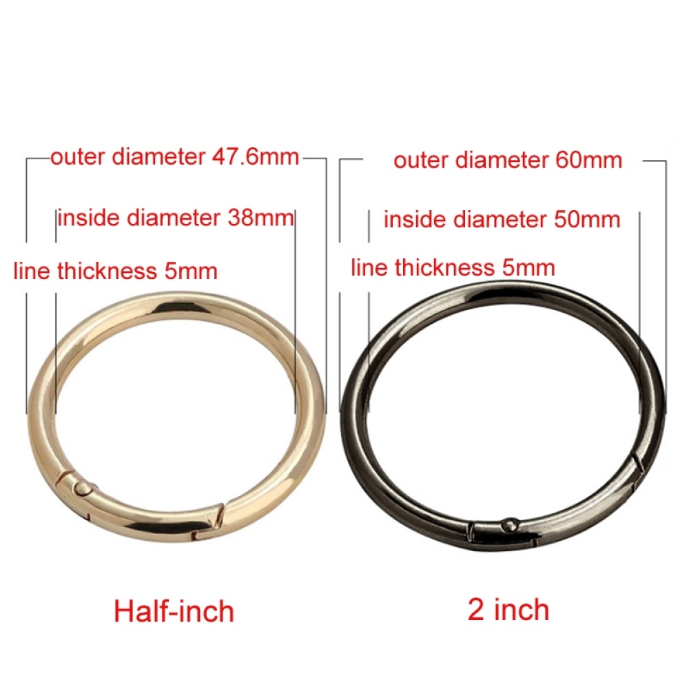 10pcs Zinc Alloy Spring Ring Metal Open Bag Webbing Keychain, Size:2 inch Silver - Image 2