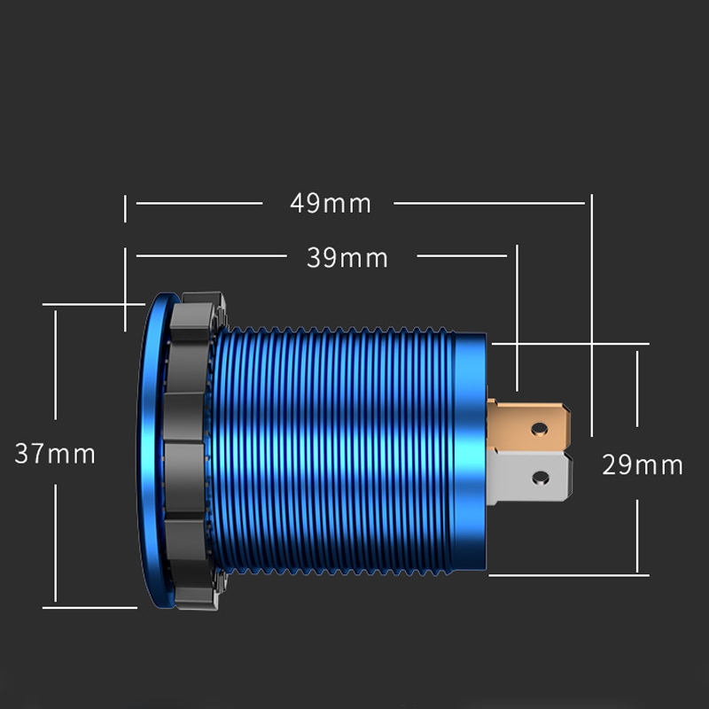 Car Motorcycle Modified USB Charger QC3.0 Metal Waterproof Fast Charge(Blue Shell Blue Light)) - Image 2