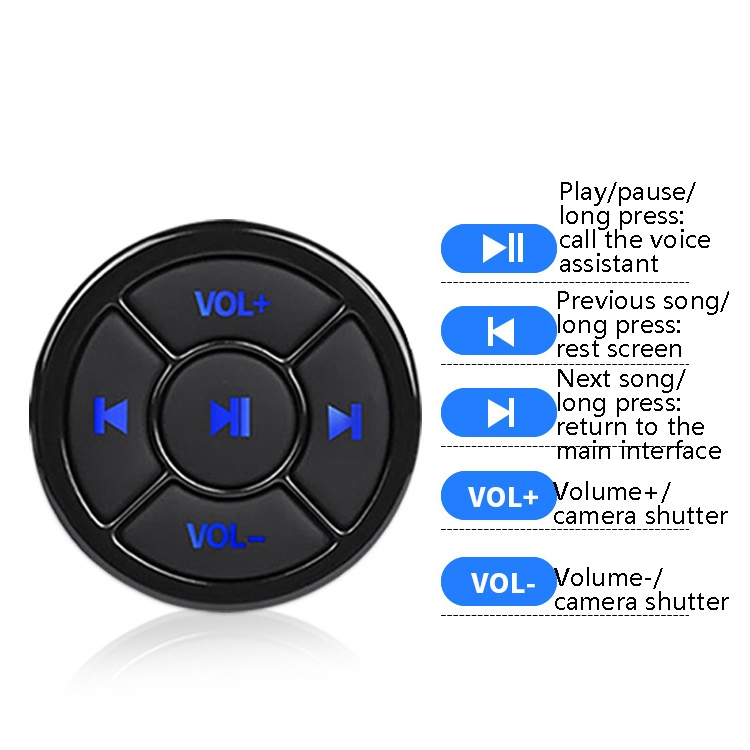 Car Mobile Phone Remote Control Bluetooth Wireless Multimedia Button Remote Control Music Playback Selfie, Colour: Silver - Image 2