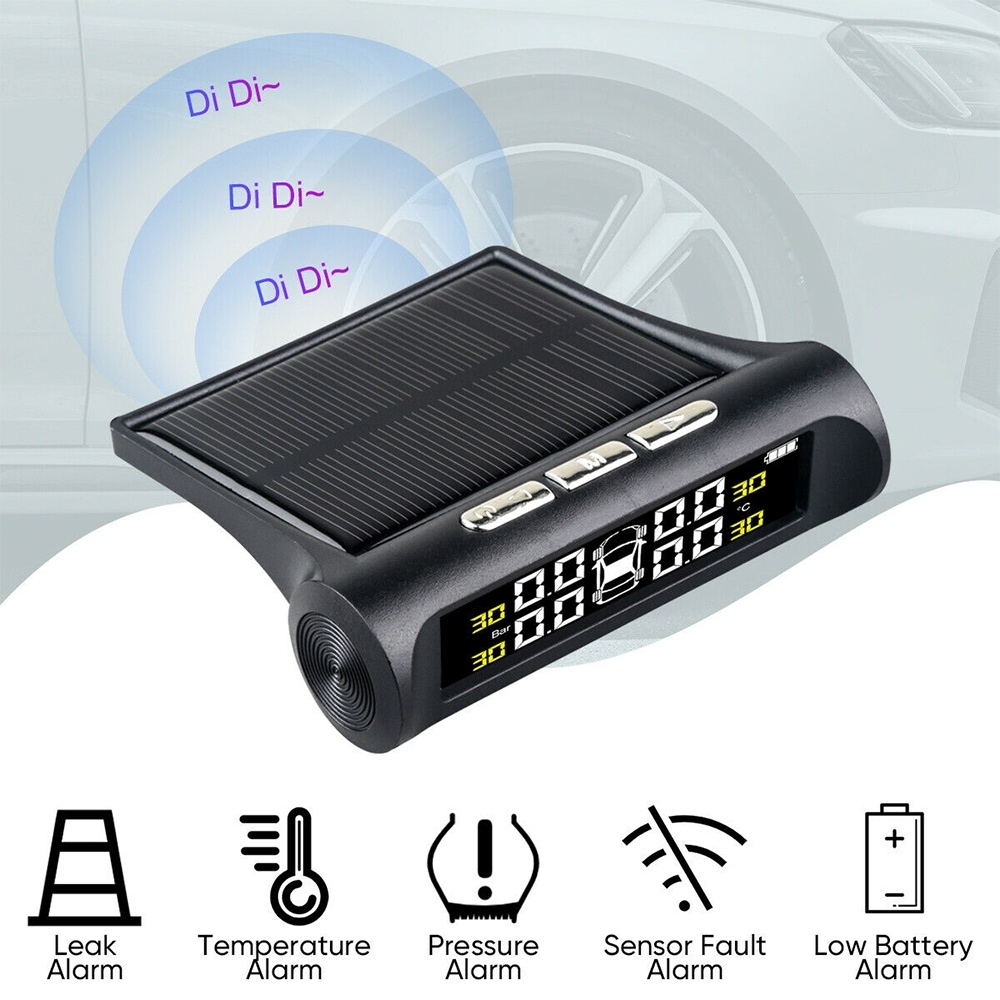 T1 Vehicle-mounted Solar Wireless Tire Pressure Monitoring System General-purpose Vehicle Tire Pressure Thermometer(Black) - Image 3