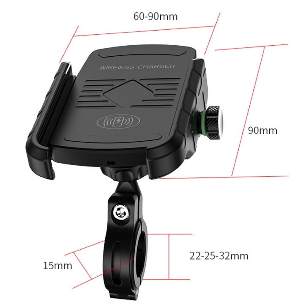 M9 Motorcycle Wireless Charging Mobile Phone Bracket 15W Fast Charging Mobile Phone Navigation Bracket(Black) - Image 2