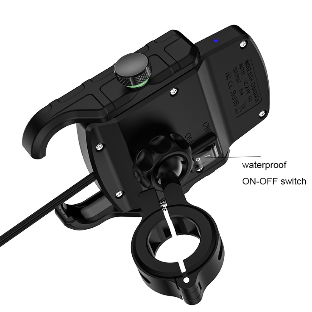 M9 Motorcycle Wireless Charging Mobile Phone Bracket 15W Fast Charging Mobile Phone Navigation Bracket(Black) - Image 3