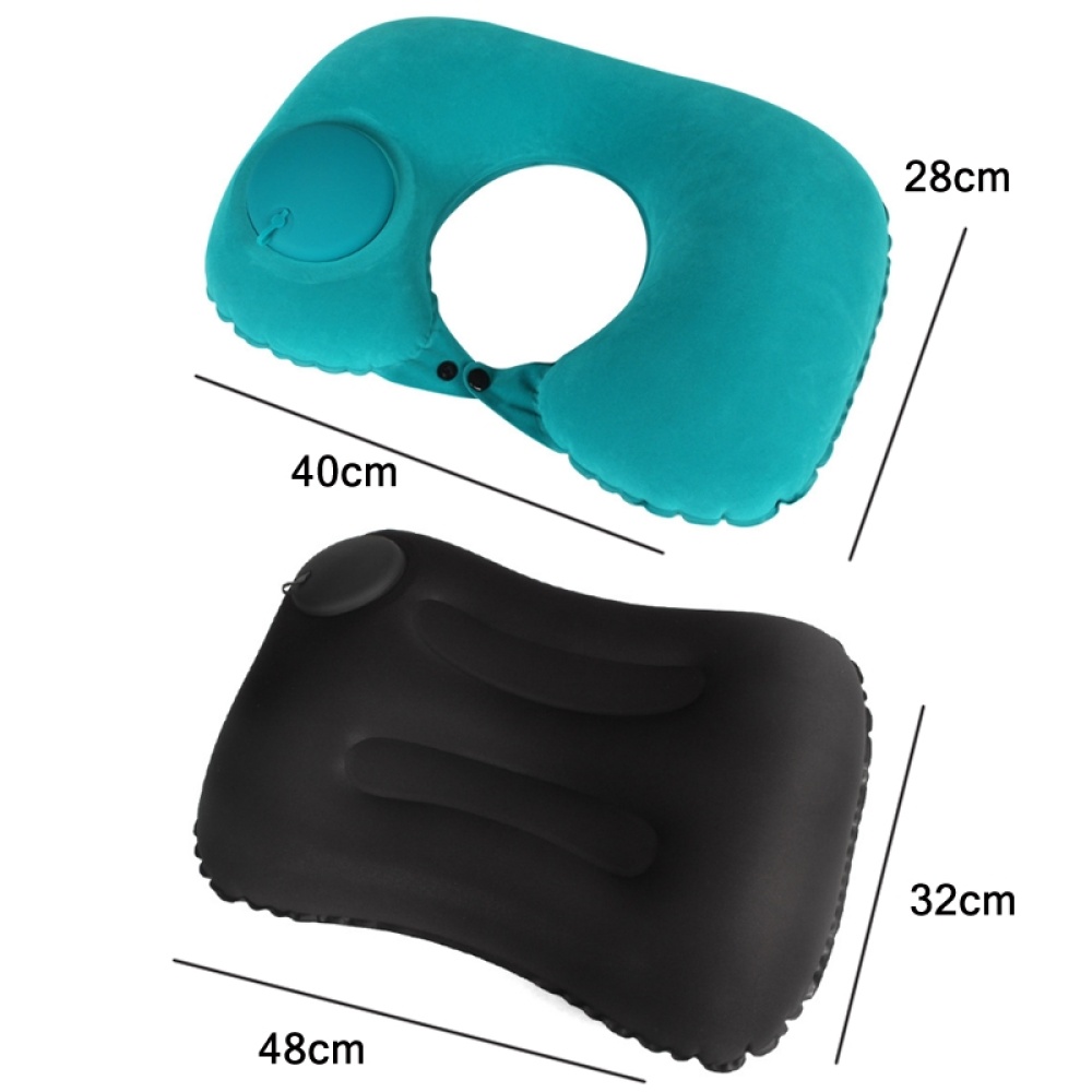 Travel Inflatable Press U-Shaped Neck Guard Pillow, Colour: Flocked U009-04（Medium Blue） - Image 2