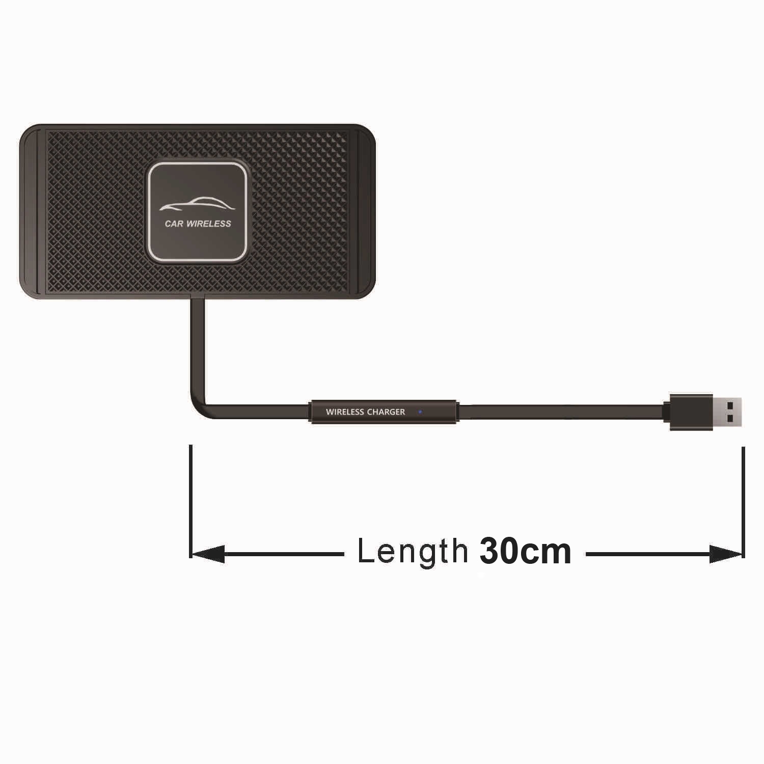 C1 30cm Short Cable 15W QI Car Wireless Charging Anti-Skid Pad - Image 2