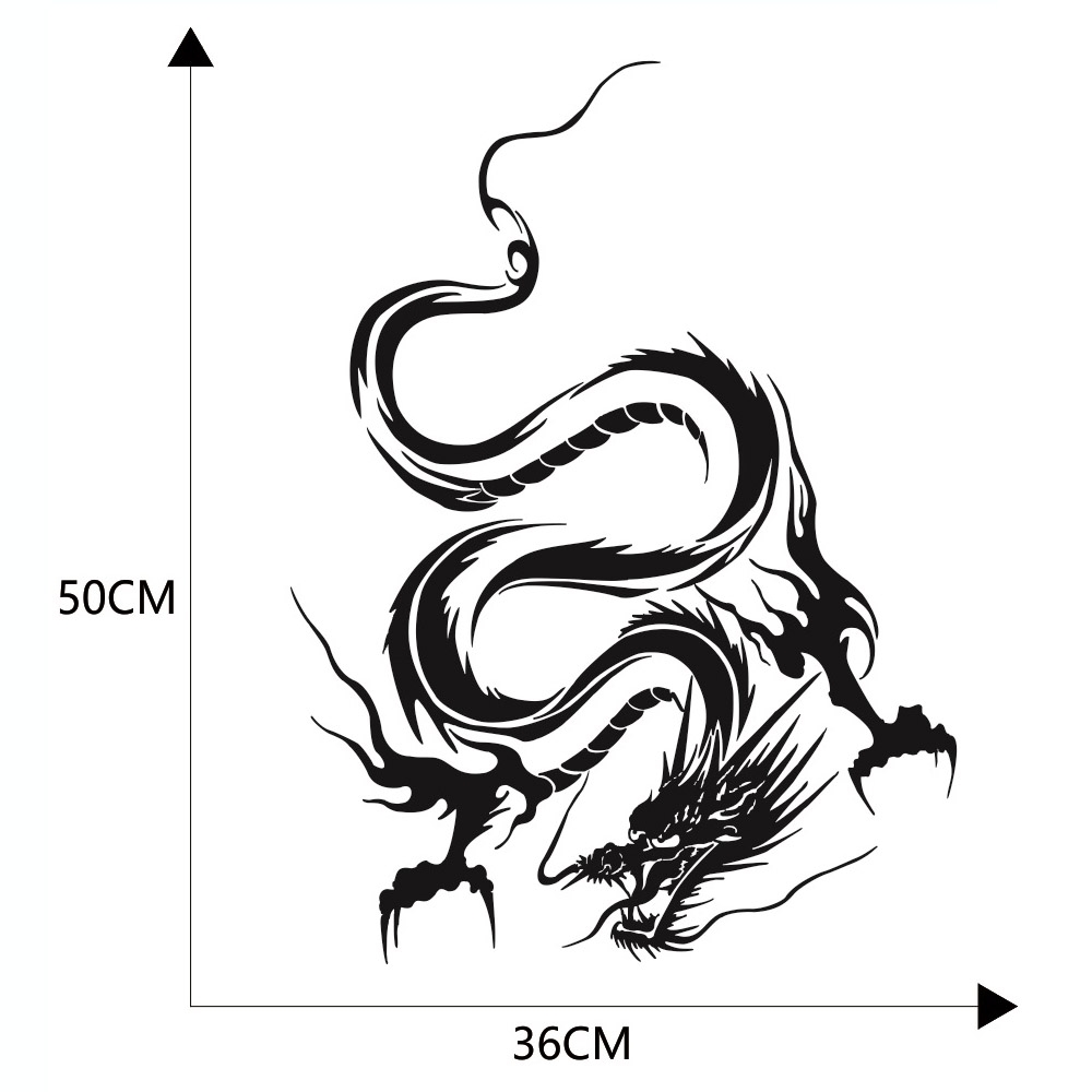 D-131 Dragon Totem Dragon Car Cover Sticker Modified Roof Scratch Sticker(Black) - Image 2