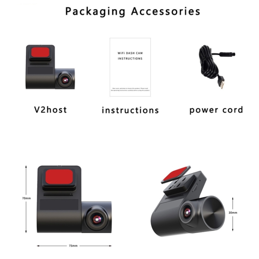 V2 WiFi HD USB ADAS Auxiliary Driving Recorder - Image 2