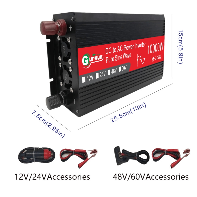 Gurxun HZ1500-10000 Sine Wave 10000W Inverter Power Converter, Specification: 48V To 220V - Image 2