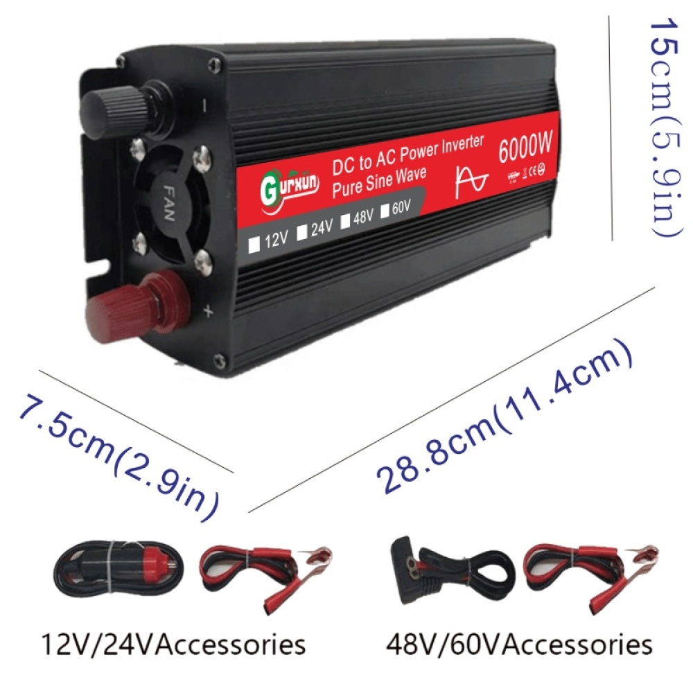 Gurxun 6000W High Power Sine Wave Inverter With Single Digital Display, Specification: 48V-220V - Image 2