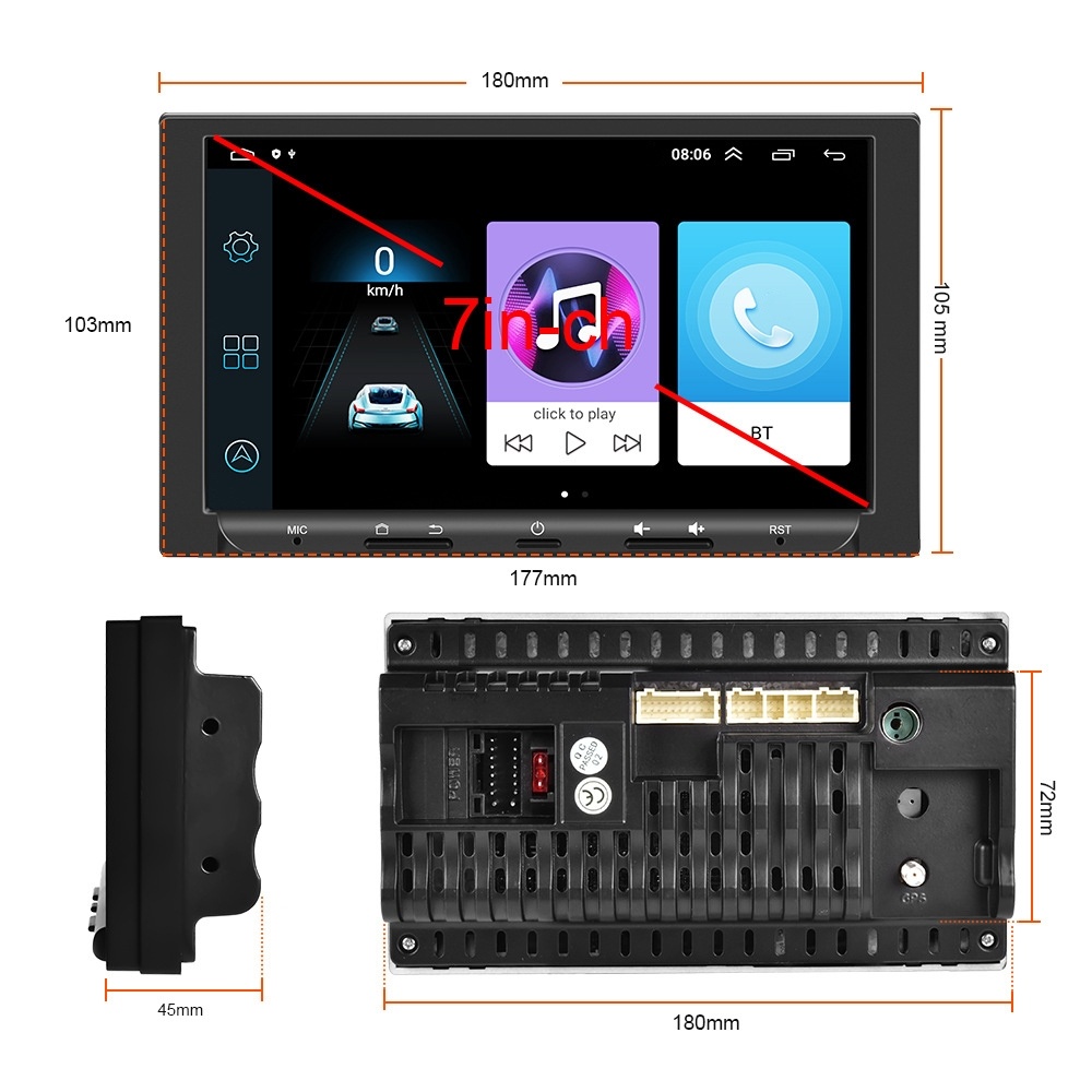 7 inch Carplay GPS Navigation Reverse Integrated Machine, Style: Standard(2+32G) - Image 2