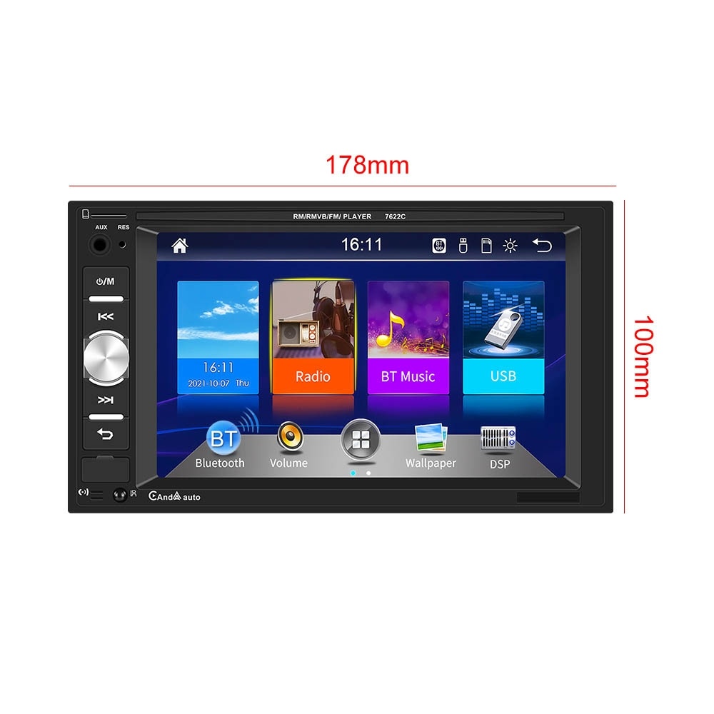 7622C 6.2 inch Dual Spindle HD Car Universal MP5 Carplay Player, Style: Standard+AHD Camera - Image 2