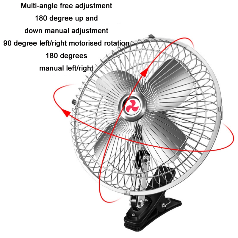 Car Powerful Fixing Clip Cooling High Wind Power Electric Fan, Specification: 10 inch Black 24V - Image 2