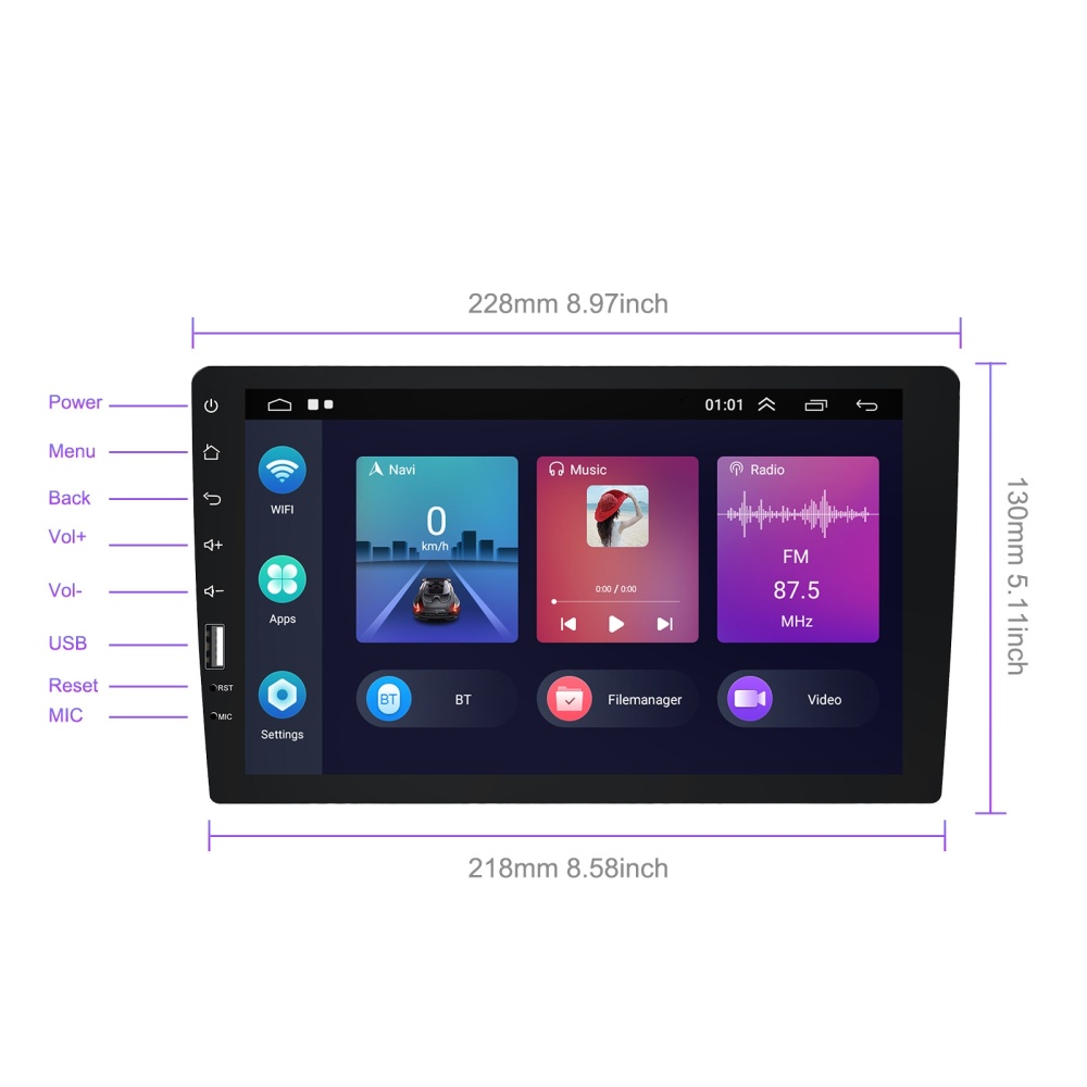 A3236 9 inch Android 11 Single Butt MP5 Player, Style: Carplay 2+32G(Standard+AHD Camera) - Image 2