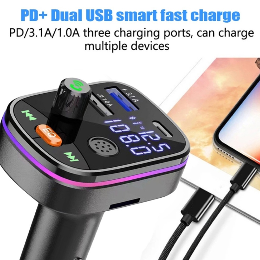 Q9 Car Bluetooth MP3 With TYPE-C Port PD Charging FM Transmitter - Image 3