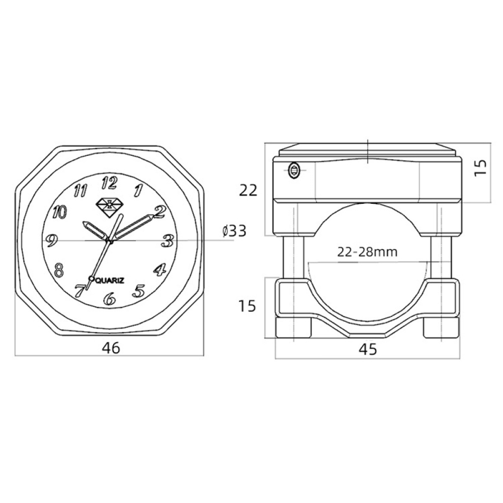 L1 Motorcycles Waterproof Outdoor Clock Temperature Gauge, Color: Temperature Black - Image 2