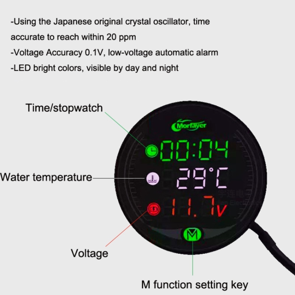 Morfayer YL-M05 4 In 1 Water Temperature Model 9-24V LED Night Vision Motorcycle Modification Instrument - Image 2