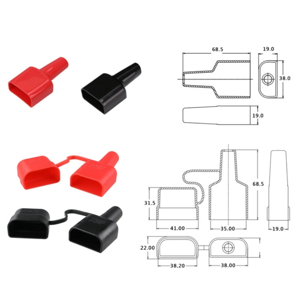 5pcs SG50A 600V UPS Power Connector Joint PVC Rubber Sleeve, Specification: First Generation Black - Image 2