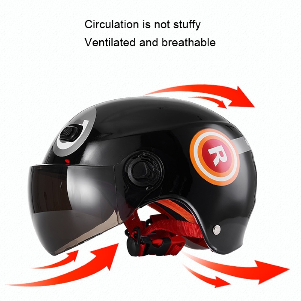 NIUMAI NM837 Children Lightweight Riding Safety Hat Electric Bike Helmet With Tea Color Lens(Red) - Image 2