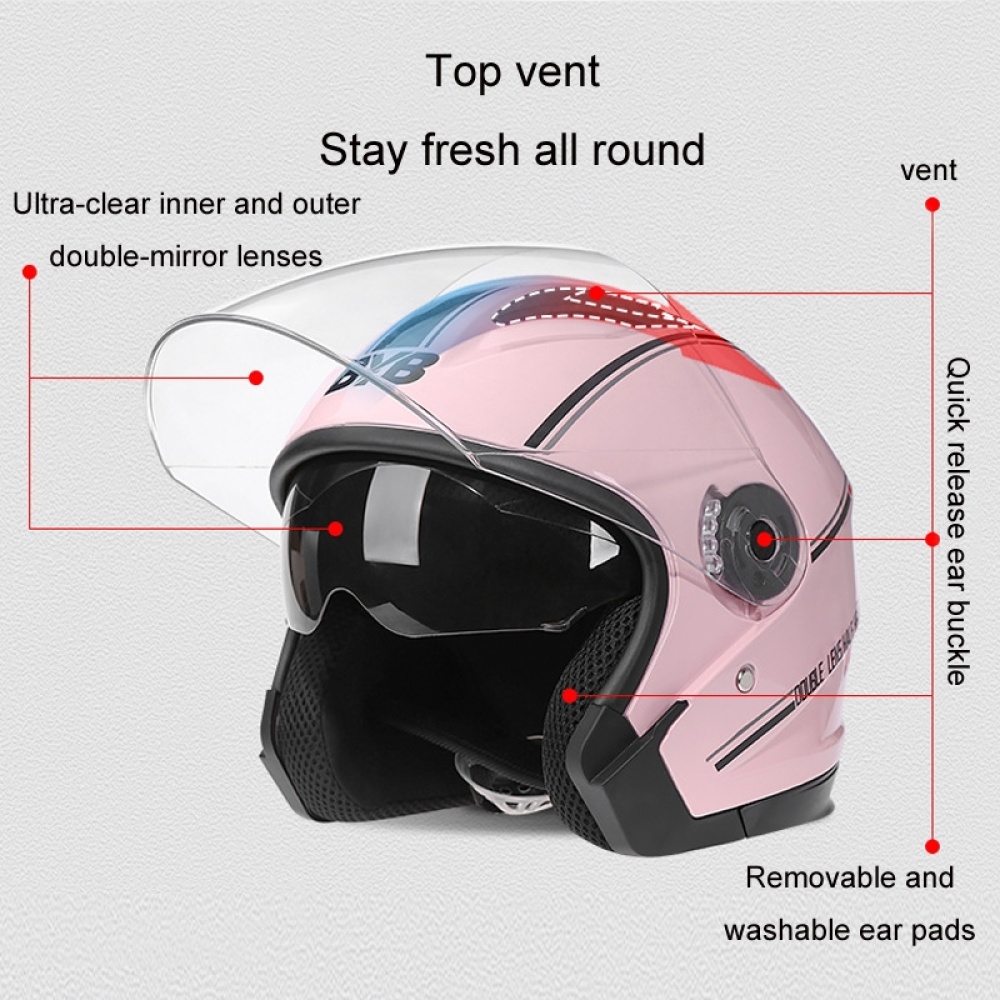 BYB 730 Electric Bicycle Motorcycle Cycling Dual Lens Anti-Fog Helmet(Gray) - Image 3