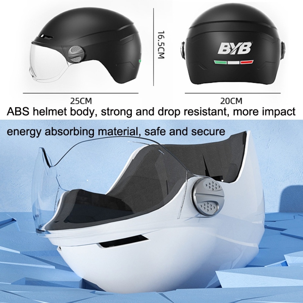 BYB BY-530 Electric Car Motorcycle Summer Adult Breathable Helmet, Style: Transparent Short Lens (Bright White) - Image 2