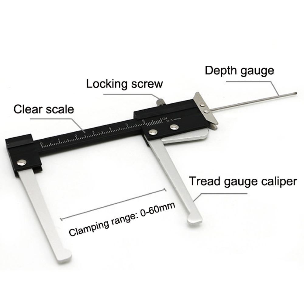 Multi-function Tire Patterns Deep Ruler Brake Disc Thickness Measuring Tools - Image 3