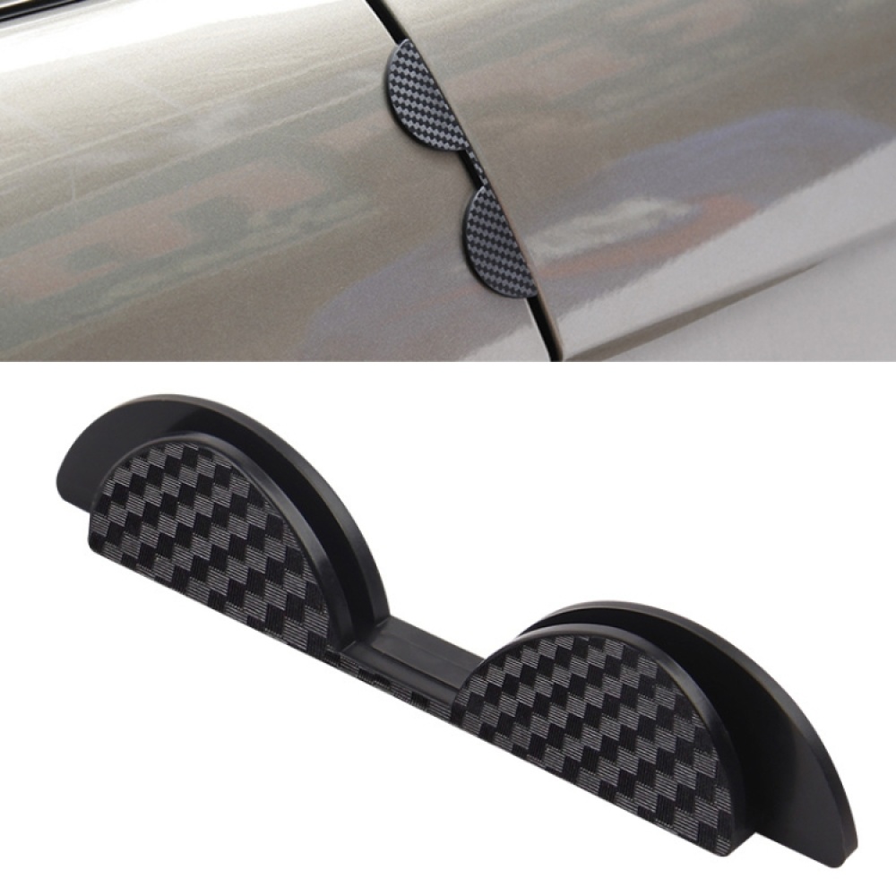4sets Car Door Corner Protection Anti-collision Carbon Fiber Rubber Strip