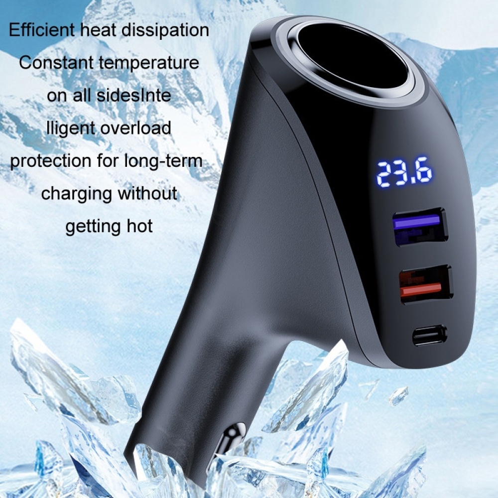 Car Charger Multifunctional Digital Display QC Charging Cigarette Lighter Adapter, Model: CCA Dual PD - Image 2