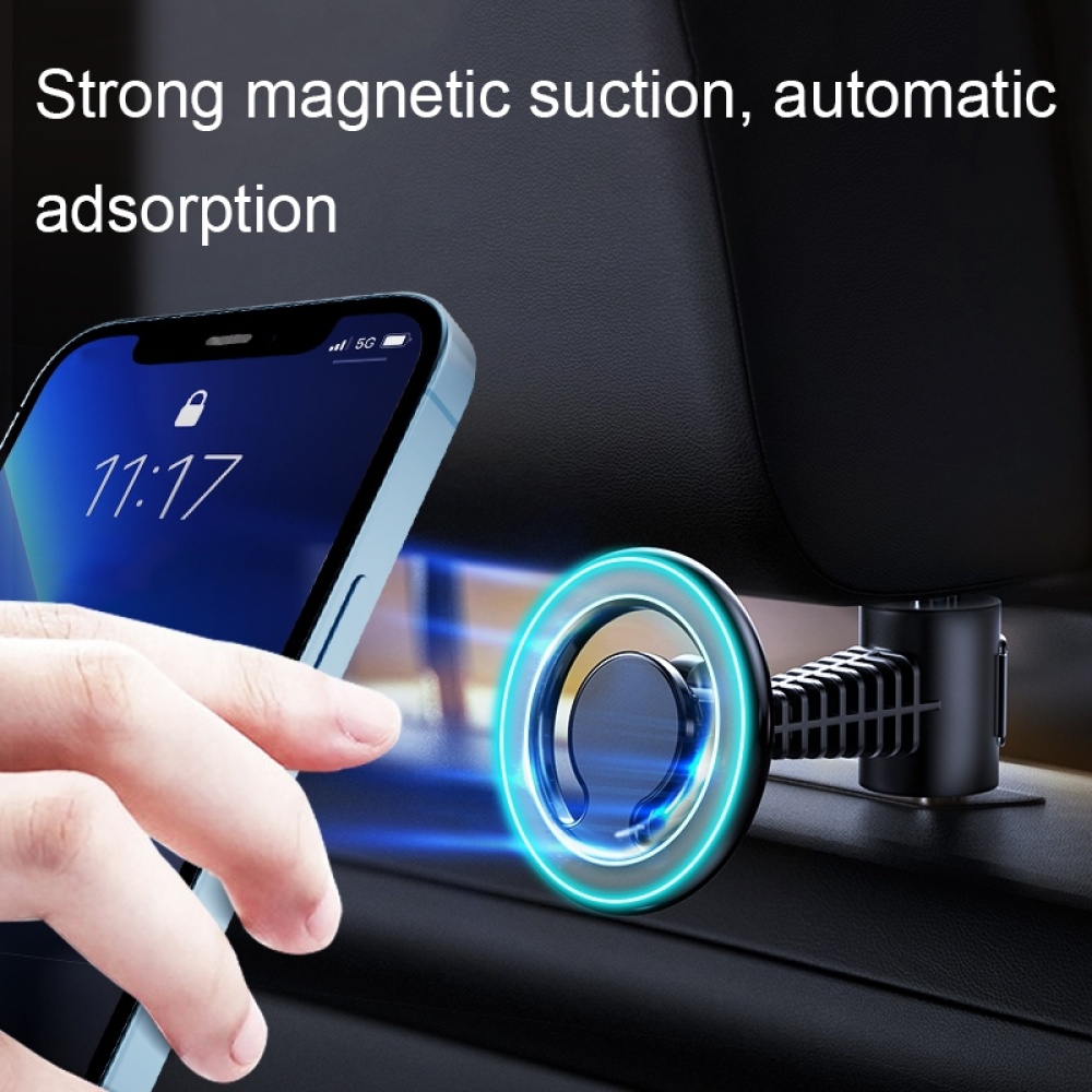 D19 Car Magnetic Mobile Phone Holder Rotatable Metal Navigation Bracket, Spec: Air Outlet (Silver) - Image 3