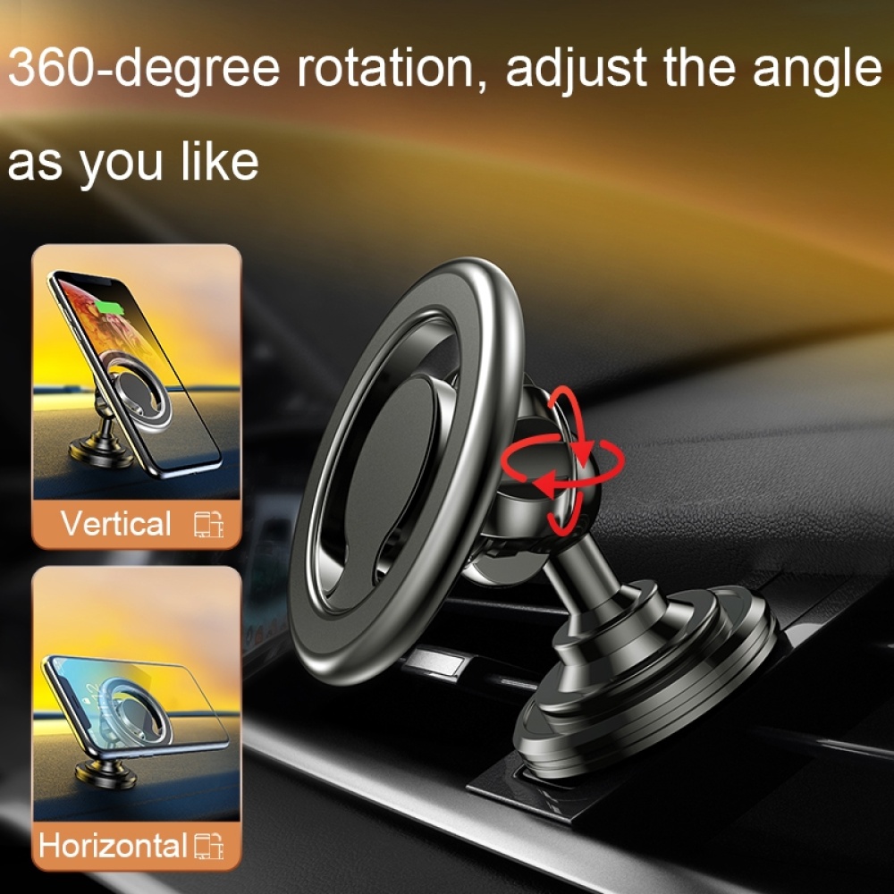 D19 Car Magnetic Mobile Phone Holder Rotatable Metal Navigation Bracket, Spec: Extended (Black) - Image 2