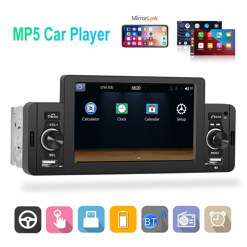 A3107 5 inches Car MP5 Wired CarPlay Universal Bluetooth Player With Microphone, Style: Standard - Image 2