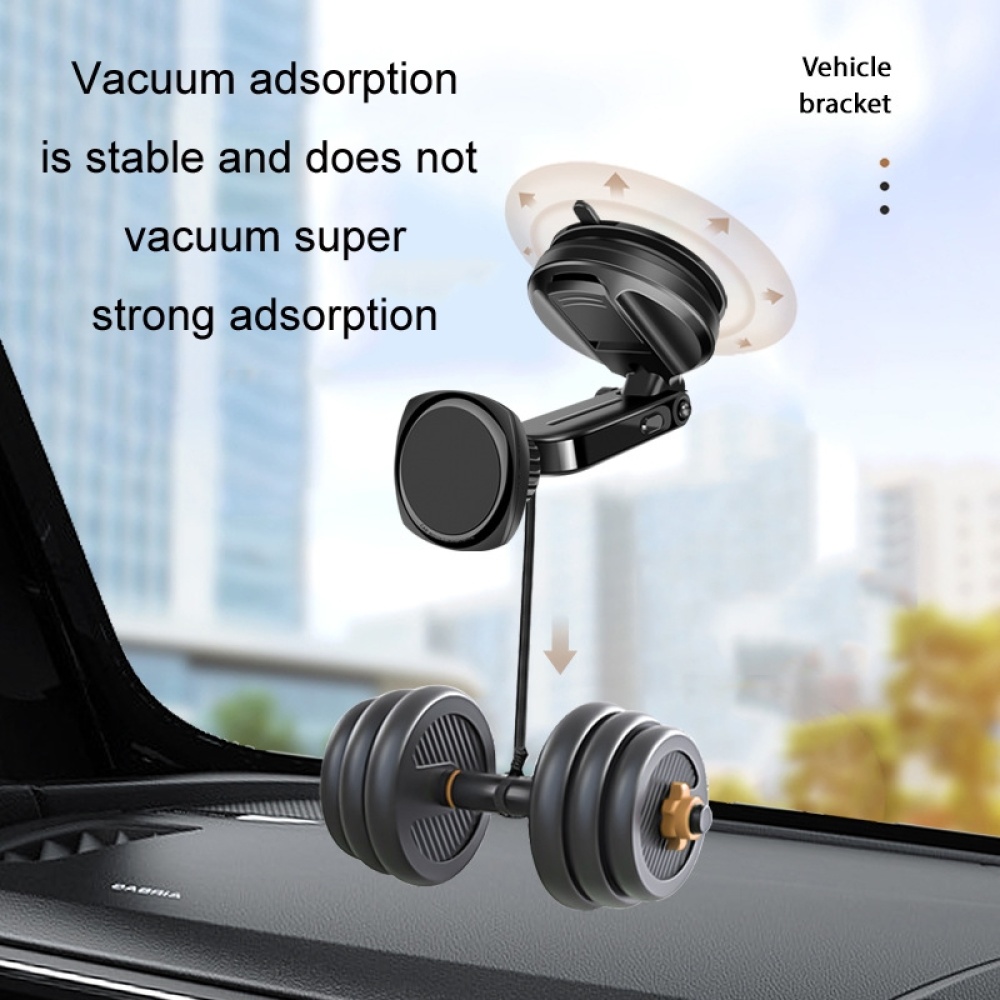 Car Telescopic Suction Cup Rubber Bottom Strong Magnetic Mobile Phone Holder(Black) - Image 3