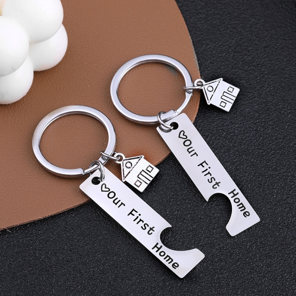 Stainless Steel Titanium Steel Keychain House Pendant(OPP Bag) - Image 3