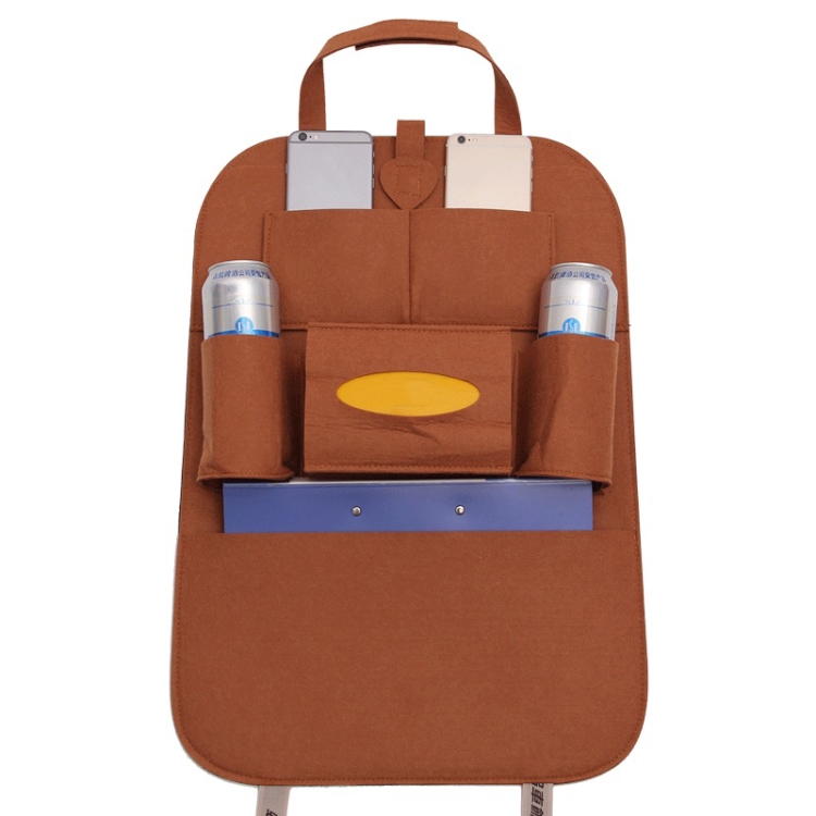 Car Multifunctional Seat Back Storage Hanging Bag, Size: 40x56cm(Khaki)