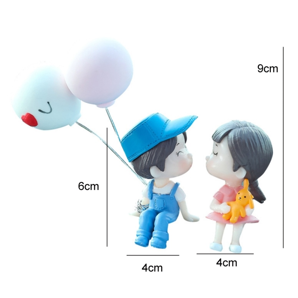 2pcs Car Ornament Ornament Lovely Kissing Couple Doll, Color: Reading+Balloon - Image 2