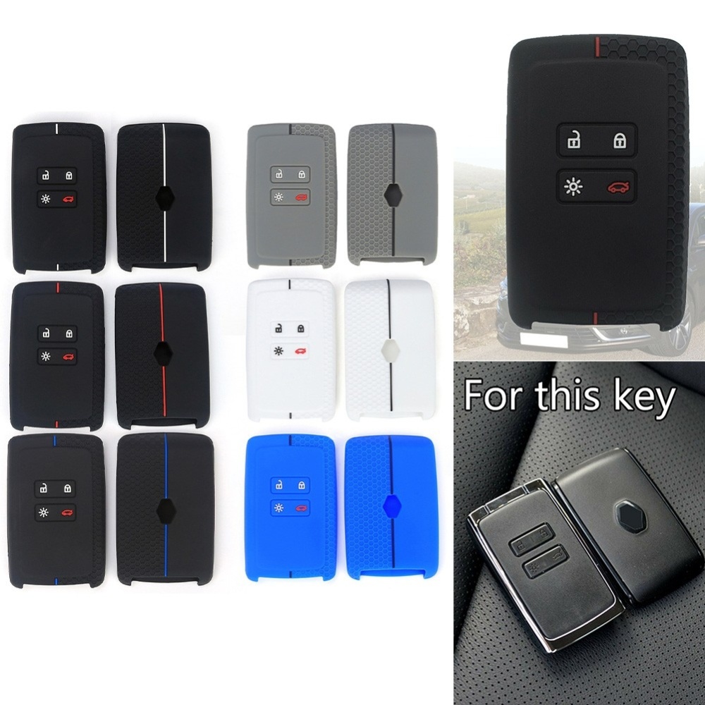 For Renault Koleos/Megane 2pcs 4 Button Honeycomb Pattern Silicone Key Cover(White Black Line) - Image 3