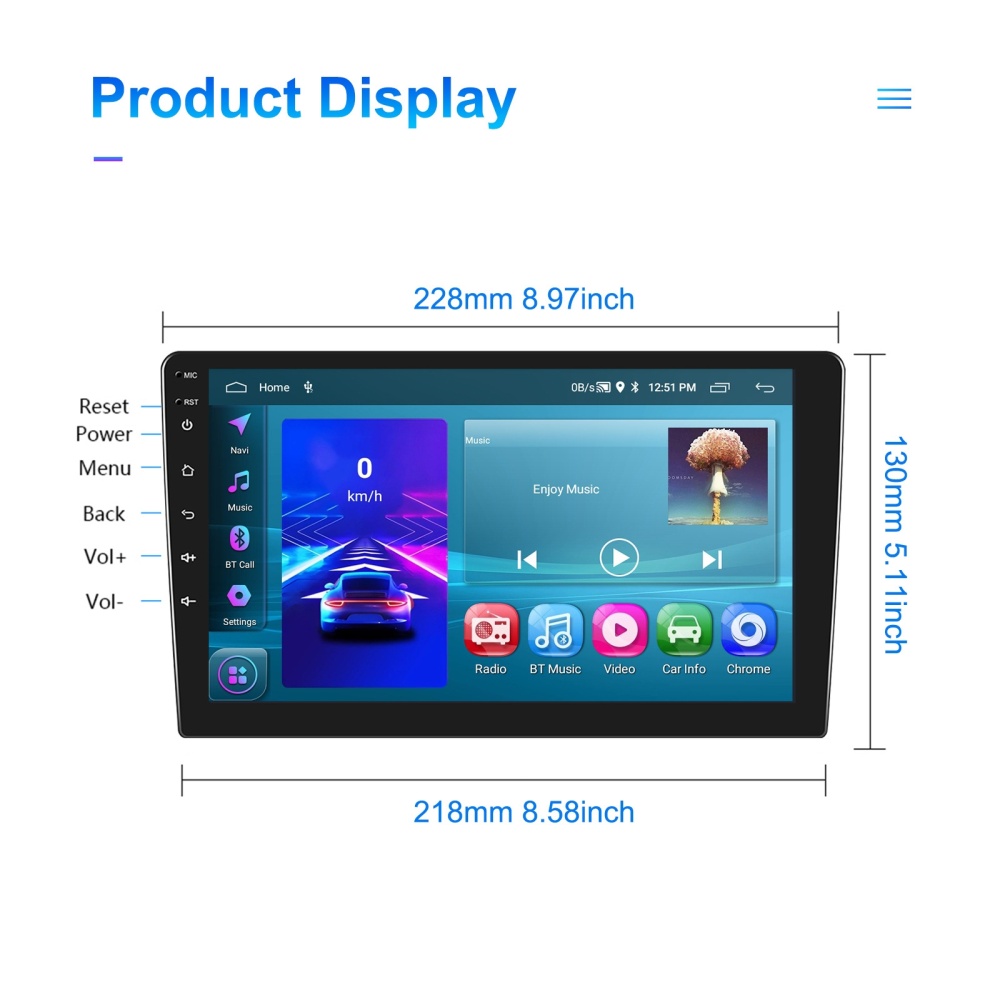 A3195 9 Inch Car Android Large Screen Navigation Central Control Screen 2+32G Player with CarPlay, Style: Standard - Image 2